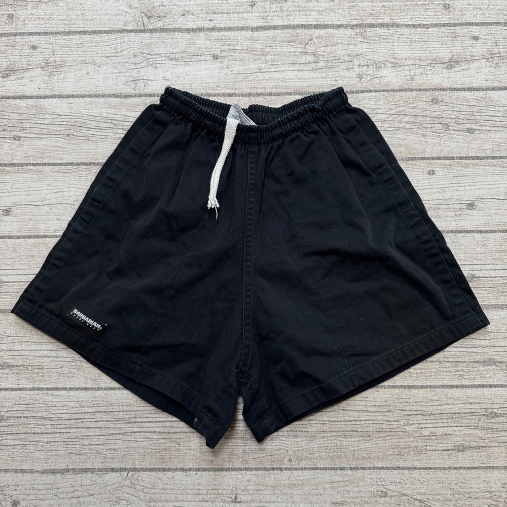 Vintage Barbarian Rugby Shorts Men's S Black Relaxed Fit Cotton Athletic Canada